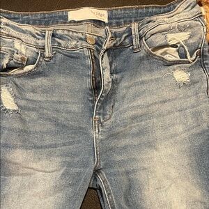 Stylish Blue Distressed Flare Jeans